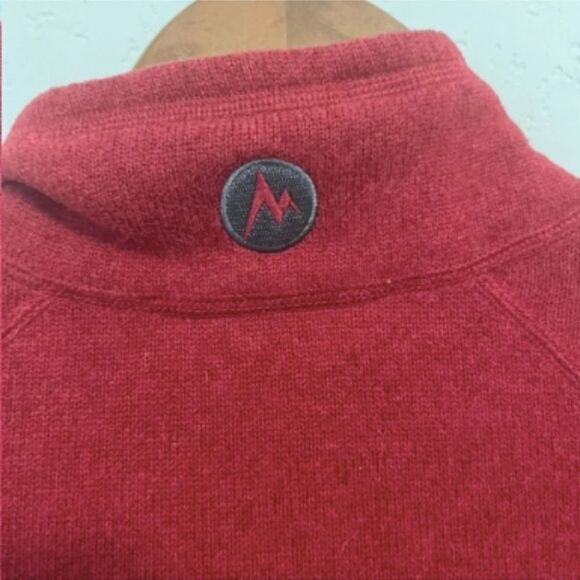 Men's Marmont Dark Red Fleece 1/4 Zip Pullover Jacket - Picture 7 of 7